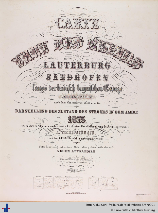 Ein altes Dokument mit einem Schwarz-Weiß-Bild eines Mannes, ausgestellt von der Universität Freiburg im Jahr 1875, mit der Aufschrift "Lauterburg Sandhofen" und einem Wasserzeichen unten.