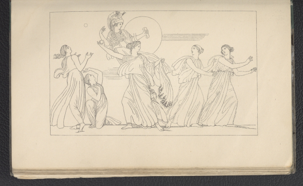 Ein Buchumschlag mit einer lebendigen Illustration einer Gruppe tanzender Frauen in energischen Posen, mit detaillierter Kleidung und Gesichtern.