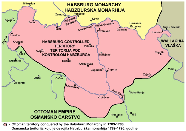 Ein detaillierter Kartenplakatplan des habsburgischen Kaiserreichs von 1789–1790, der seine Provinzen, Städte und Grenzen in leuchtenden Farben und fettem erklärendem Text zeigt.