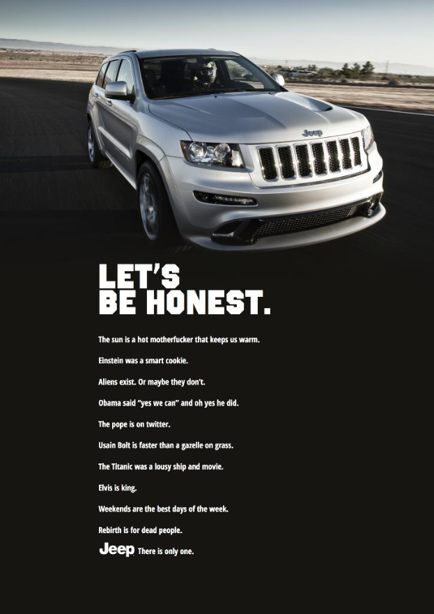 Ein Auto mit Text darunter, einschließlich Anführungszeichen, in einem bearbeiteten Bild.