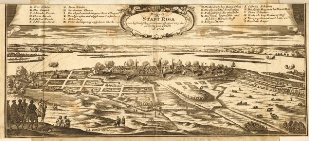 Ausführliche alte Karte von Stuttgart, Deutschland, die Straßen, Gebäude, Bäume, Gewässer und Menschen zeigt, mit Texten, die historische und kulturelle Informationen bereitstellen.