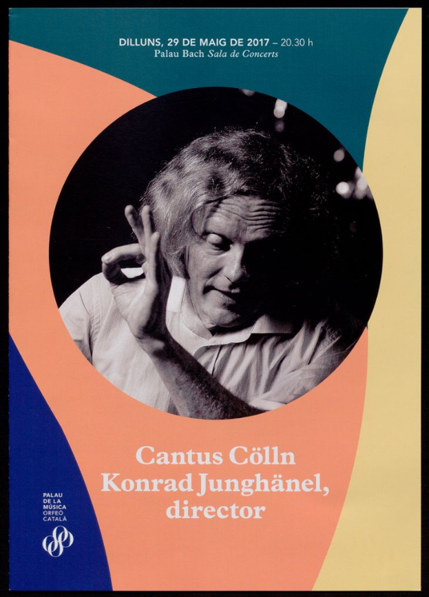 Plakat mit einem Bild von Cantus Collin und Konrad Junghänel, wahrscheinlich mit Veranstaltungshinweisen.