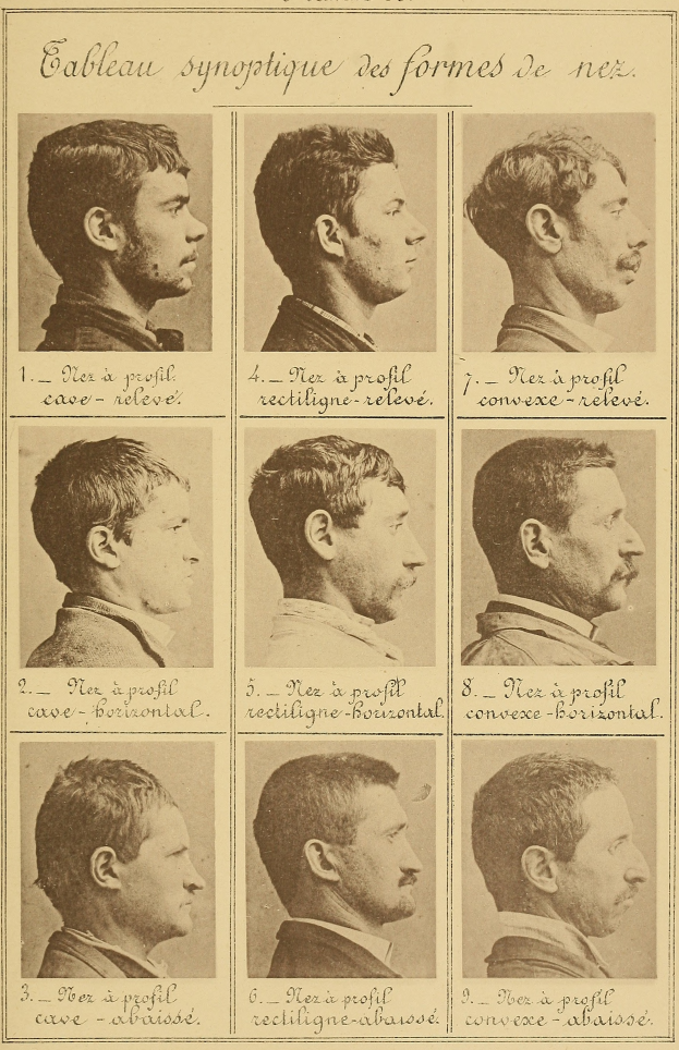 Ein altes Buch mit verschiedenen Männergesichtern und unterschiedlichen Hairstyles, begleitet von beschreibendem Text.
