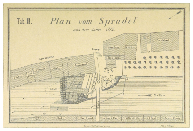 Ein Plakat mit einem Stadtplan von Spruidel, Deutschland, mit begleitendem Text.