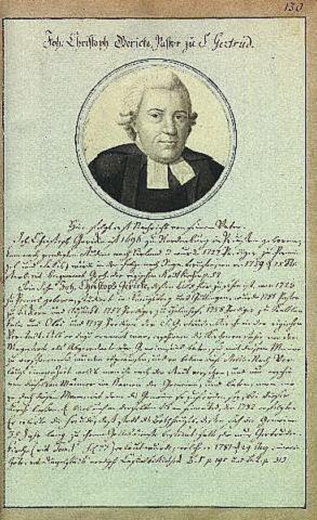 Ein Porträt von Johann Wolfgang von Goethe in einer schwarzen Robe auf einem alten Dokument aus dem Jahr 1789 mit darauf geschriebenem Text.