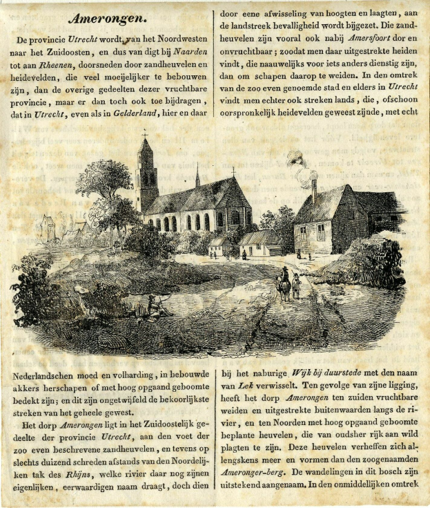 Ein abgenutztes Buchcover mit einer handgezeichneten Dorfszene mit Häusern, Bäumen und Menschen, begleitet von gedrucktem Text.